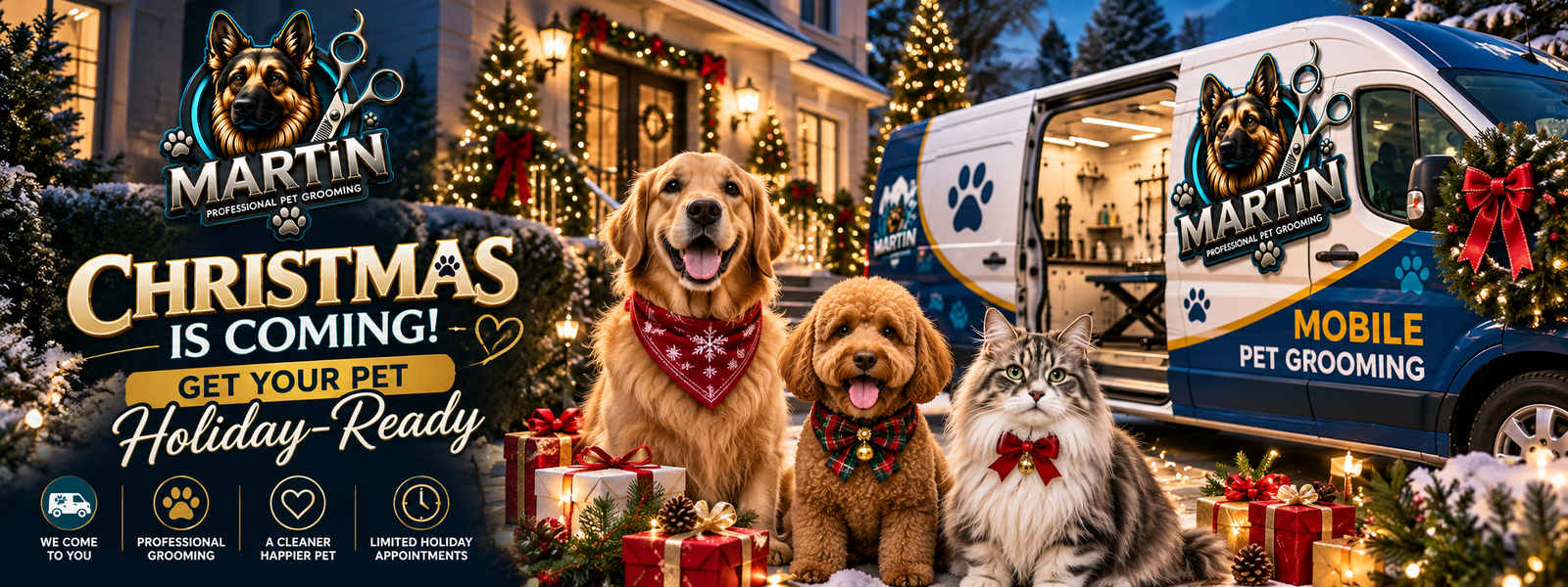 Mobile pet grooming Christmas special - Martin Pets